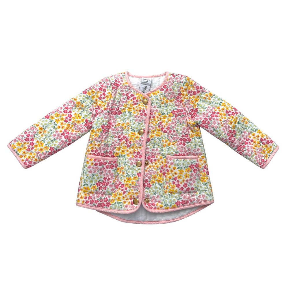 Cupcakes and Cashmere‎ Quilted Floral Print Button Front Jacket Girls 24M